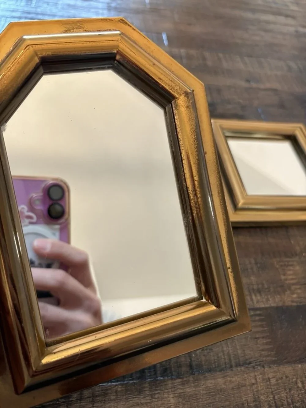 Vintage 1980s Burwood Products Gold Plastic Accent Mirrors Set of 5